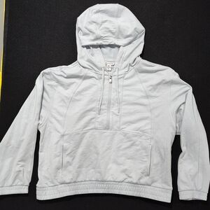 Athleta Women's XL Hooded Half Zip Workout Sweatshirt Pullover, Light Gray